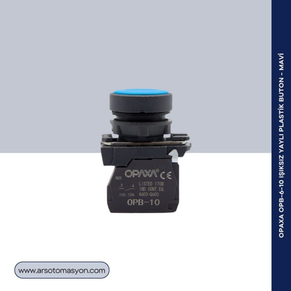 OPB-6-10 Işıksız Yaylı Plastik Buton - Mavi