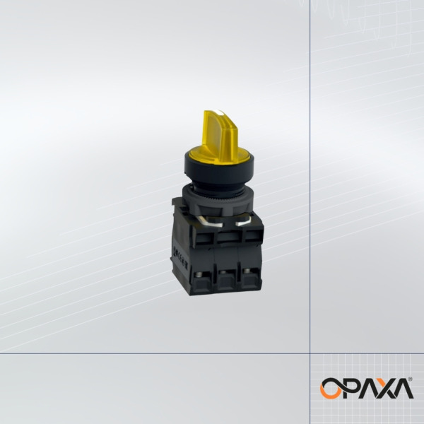 OPBL-KL5-10D 0-1 Işıklı Plastik Kalıcı Mandal Buton - 24 VDC - Sarı
