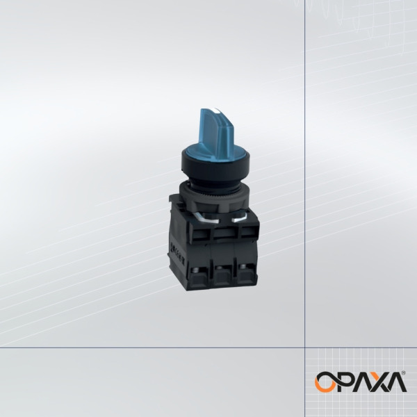 OPBL-KL6-10D 0-1 Işıklı Plastik Kalıcı Mandal Buton - 24 VDC - Mavi