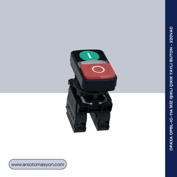 OPBL-IC-11A İkiz Işıklı Çıkık Yaylı Buton - 220VAC