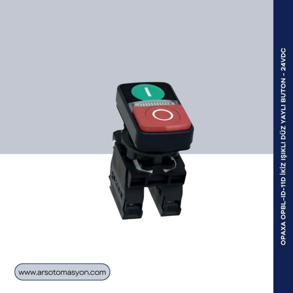 OPBL-ID-11D İkiz Işıklı Düz Yaylı Buton - 24VDC