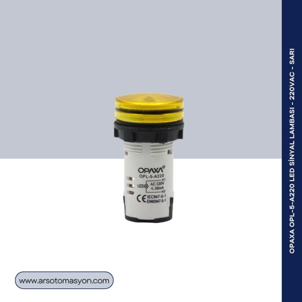 OPL-5-A220 Led Sinyal Lambası - 220VAC - Sarı