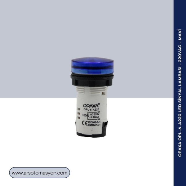 OPL-6-A220 Led Sinyal Lambası - 220VAC - Mavi