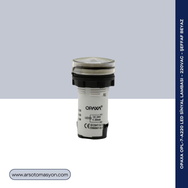 OPL-7-A220 Led Sinyal Lambası - 220VAC - Şeffaf Beyaz