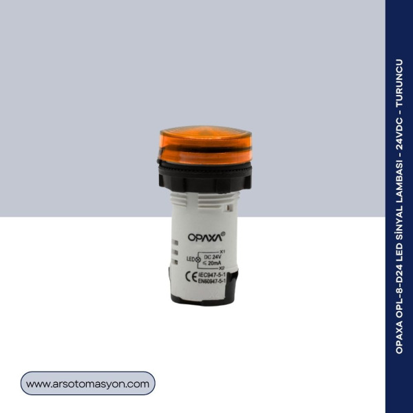 OPL-8-D24 Led Sinyal Lambası - 24VDC - Turuncu